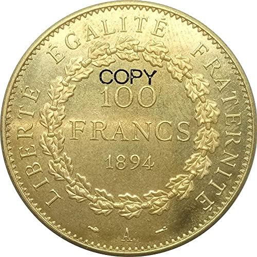 Франција злато 1894 година А Париз 100 франци Лаки Ангел Метал метални копии за копирање за подароци за колекција копии