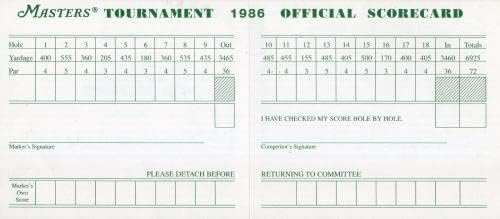 Jackек Никлаус рака потпиша автентична магистерска магистерска оценка за голф -картичка ПСА Писмо - Автограмирани резултати со голф за голф