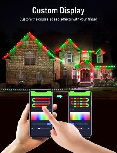 Aoycocr C7 Божиќни низа светла со сопствен дисплеј, 33ft App контролирани претходно поставени режими String Lights Bluetooth Multicolor