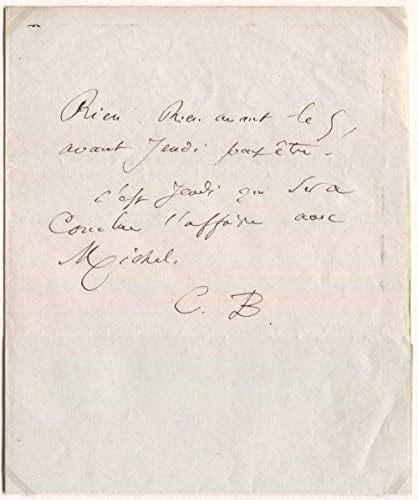 Францускиот поет Чарлс Бодлер Аутограф, Ракописна белешка потпишана и монтирана