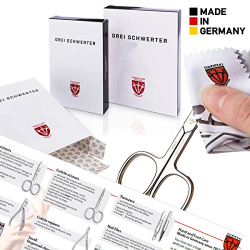 3 Мечеви Германија-комплет за педикир за маникир со вистинска кожна футрола-Изработена Во Солинген/Германија
