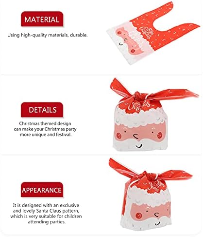 АБОФАН 50 парчиња Божиќни Кеси За Бонбони Божиќни Торби За Бонбони Со Врвки За Божиќни Торби За Колачиња За Божиќна Забава Стил На Пакување Подароци