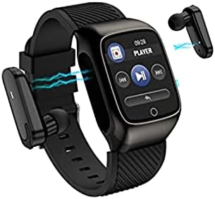 Iubole Smart Watch Вграден звучник за Bluetooth Earbuds, 2 во 1 паметен часовник со ушни уши, термометар на телото со целосен екран на допир,