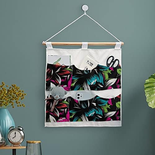 Апстрактна Цветна Неонска Шема Ѕиден Плакар Висечка Торба За Складирање 6 Џебови Ленен Памук Над Вратата Организаторски Торбички За Спална Соба Бања