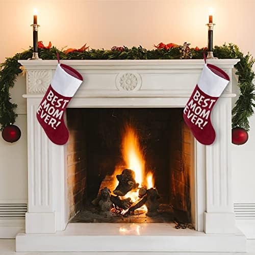 Најдобра мајка некогаш Божиќна порибување чорапи печати Божиќно дрво од камин
