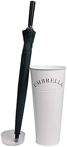 Омонс метал чадор штанд, модерен држач за држачи за чадори и штанд за стапчиња за пешачење, со лента за капење, за складирање на домашни
