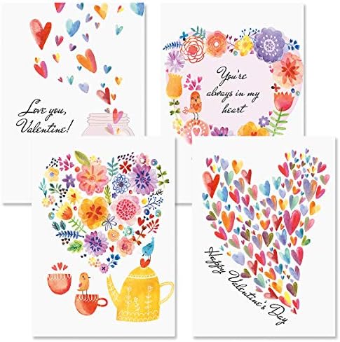 Картички за в Valentубените во Castbox - сет од 8, големи 5 од 7 инчи картички за в Valentубените, вклучува бели коверти, чувства