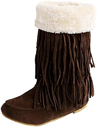 Модни чизми за глуждот за жени платформа кои не се лизгаат зимски топло снег чизми за руно лајсни реси на сите меча каубојски