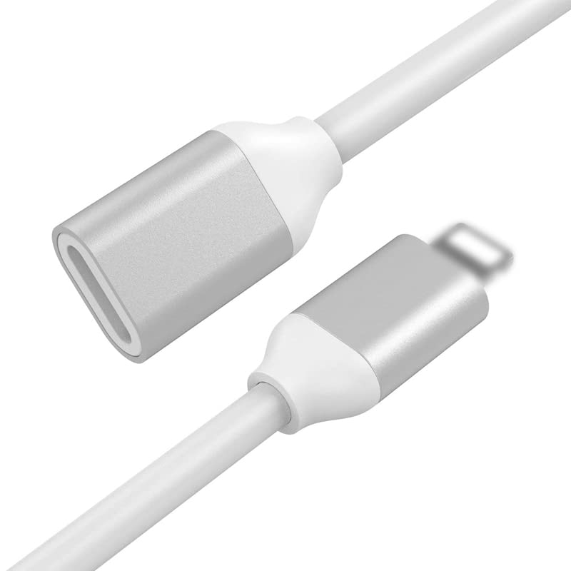 Кабел за продолжување на Fauvism Moilning Meal to Female, Sliver Lightning Cable 3.3ft за iPhone, iPad