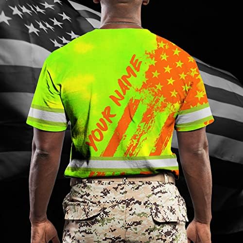Стил ХИВИС боја на американска кошула со знаме со висока видливост за мажи за жени безбедносни кошули работна облека за тркачи, пешаци,