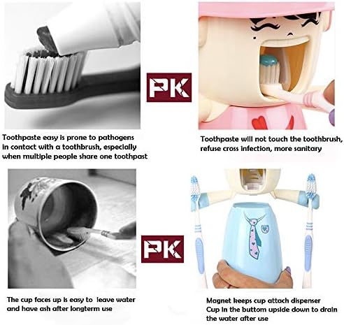 Детски држачи за четкичка за заби со чаша, слатки раце бесплатни диспензери за паста за заби Деца автоматски цртан филм за паста за заби