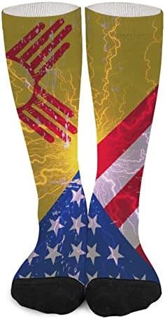 Ново Мексико Американско знаме со боја-блок чорапи спортови високи чорапи чорапи за тинејџери возрасни