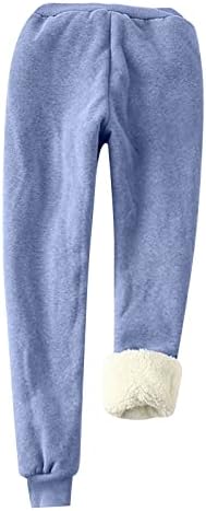 Руно наредени џемпери за жени џогери со џебови со џебови салон за панталони за јога тренингот што трае зима