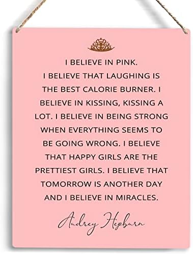 Инспиративен Верувам во розова wallидна уметност дрвена висечка знак позитивен само -грижа знак за домашна спална соба wallид декор жени подароци