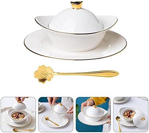 SJYDQ 1 Постави трајни керамика кујна преносен сад за садови со садови со прибор за капаци на капакот