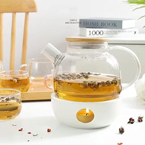 Hwagui - стаклена чајник со инфузер за лабав чај и цветен чај, стакло чајник отпорен на топлина и котел за шпорет, совршен производител на чај,