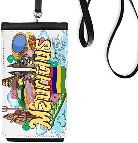 Седум обоени земја Маурициус Графити Телефонски паричник чанта што виси мобилна торбичка црн џеб
