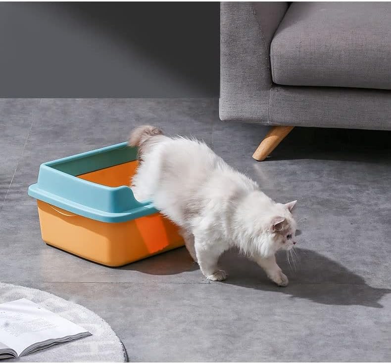 Wyfdp Мачки Кутија За Отпадоци Полу-затворена Зголемена Фиока За Мачки Голема Песочна Кутија Против Песок Обука За Тоалет За Миленичиња