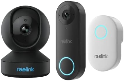 Пакет на камера на вратата на вратата од Reolink 5MP внатрешна камера E1 зумирање црна, далечинска контрола во една апликација, без претплата за претплата, локално склади
