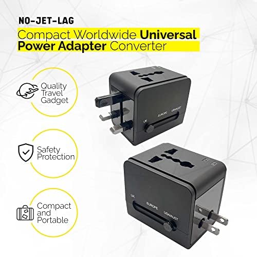 Компактен конвертор на адаптер за универзална моќност во целиот свет со 2 USB порти за полнење, сите во еден меѓународен приклучок за полнач