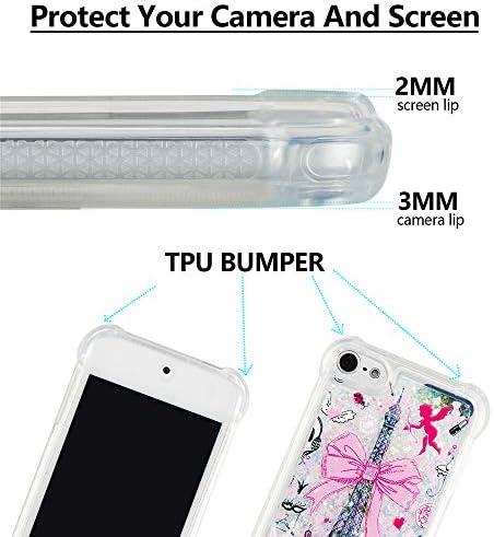 Hmtechus ipod touch 5 Case Touch 6 Case Cartive 3D шема Quicksands Diamonds Floating Luxury сјаен сјај што тече течен шок -заштитен