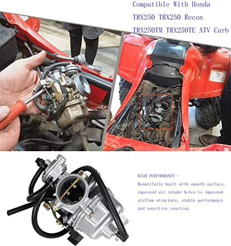 TRX250 карбуратор со прекинувач за вентил на резервоарот за гориво, компатибилен со Honda Recon TRX250 TRX 250 TRX250TM TRX250TE TRX250EX