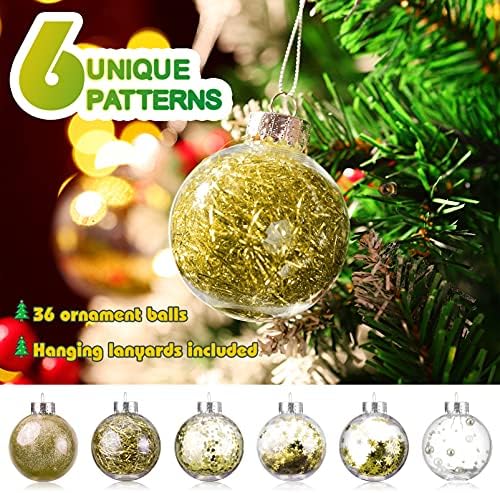 Nuobesty Божиќни украси за топка, распрскувана елка што виси украси за бомби, чисти пополнети количини на балки за божиќна свадба