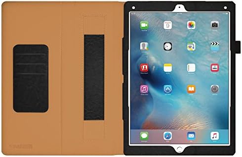 Amzer Shell Portfolio Flip Case Folio Cover for Apple iPad Pro - Црна кожа текстура