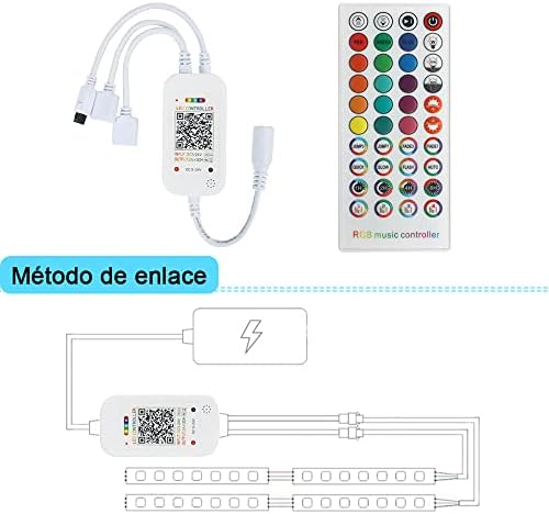 Контролер на Bluetooth TOPXCDZ, безжичен Bluetooth LED лента контролер на светлина со 40 клучеви IR далечински управувач за 5050 3528 RGB светла