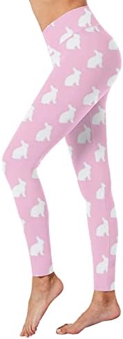 Велигденски ден за зајаци печати високи половини јога панталони за женски хеланки хулахопки јога хеланки со џебови за