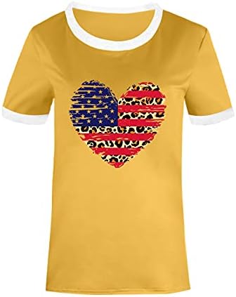 4-ти јули Патриотски врвови за жени Денот на независноста кошула летни графички маици во САД знаме срце лекоарски блузи
