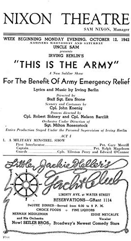 Ирвинг Берлин „Ова е армија“ ПВТ. Бурл Ивс/oeо Кук, rуниор 1942 година Програма во Питсбург