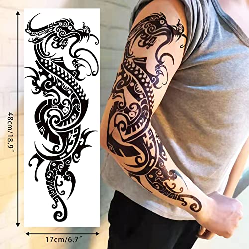 КУТЕЛИЛИ Целосна Рака привремена тетоважа За Мажи, 12 чаршафи тетоважи со Ракави привремени, Водоотпорни Терористички Лажни Тетоважи Кои Изгледаат