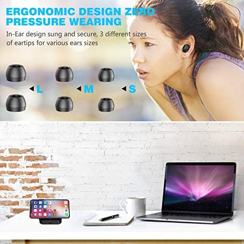 ErligPowht Bluetooth 5.0 Безжични ушни уши со стерео слушалки за полнење 2000mAh