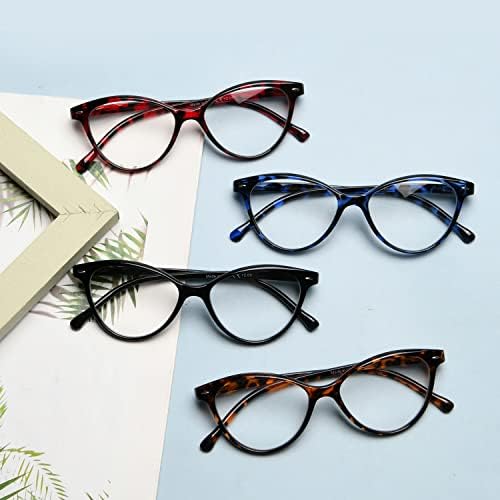 Rucblu 4 пакет едноставност очила за читање на очи за очи за жени, читатели на удобни дами
