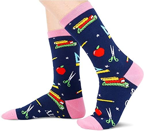Змарт Смешни Чорапи Глупави Чорапи Луди Чорапи За Жени, Подароци За Наставници Љубители На Книги