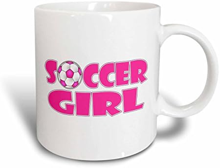3drose mug_181852_1 фудбалска девојка розова и бела керамичка кригла, 11-унца