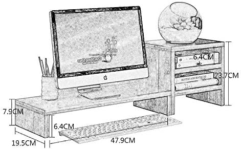 ASDFGH повеќенаменски монитор за канцелариски монитор, прилагодлив компјутерски монитор за монитор, организатор со фиока, 2 нивоа монитор