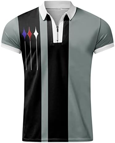 XXVR Менс обични поло маици, летни кратки ракави со редовен патент јака од врвови со врвови за лепење на лепенка