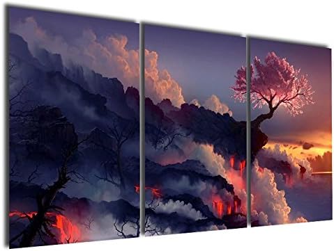 Градинарска уметност - Магично цреша дрво во вулкани ПАНВИ ПРИНЦИ МОДЕРНИ Wallидни уметнички слики испружени и врамени уметнички дела за