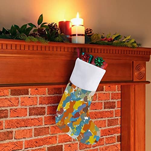 Апстрактна стил Уметнички образец Божиќно порибување Божиќни чорапи торбичка куќа семејство Божиќ декор