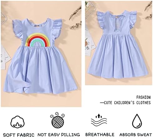 Детско бебе девојче фустан летен памук руфлен фустан Детски обични виножито сандерс плажа забава фустани 2-7 години
