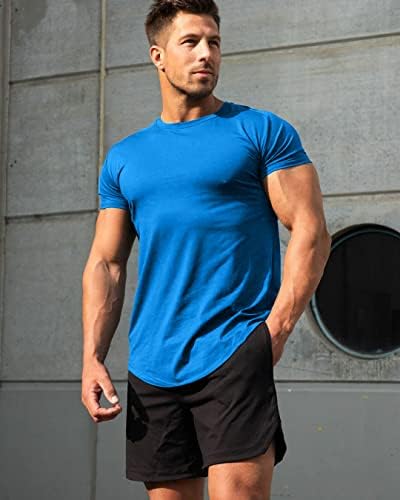 Машка теретана тренингот тенок вклопете кратки ракави маица памучни перформанси Атлетски кошули кои работат фитнес мета