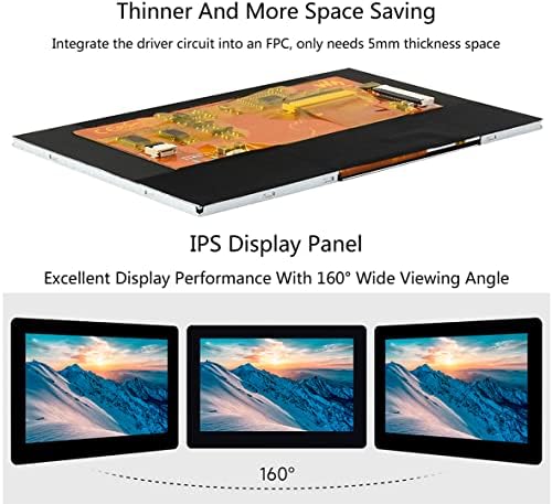 waveshare 5inch Dsi Допир LCD Дисплеј, 800 x 480 Капацитивен Допир IPS Екран, 160° Агол На Гледање, Прилагодлива Осветленост Преку Софтвер,