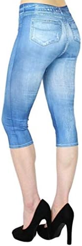 Helegings на Volua Jean за жени плус големина со висока половината каприци исечени хеланки тексас истегнување Jeanан изглед џегингс хулахопки