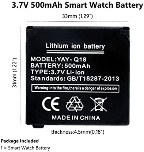 Батерија ЗА Паметен Часовник МОРБЕКС, 3,7 v 500mah Батерија За Литиум Полимерна Батерија Q18 На Полнење, 1 парче