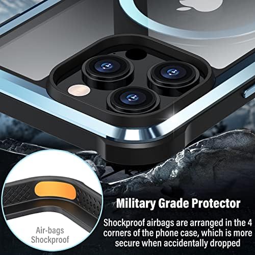 Kumwum Shockproof за Iphone 14 Pro Max Случај Компатибилен Со Magsafe Безжично Полнење Тешки Нерѓосувачки Челик Метална Рамка И