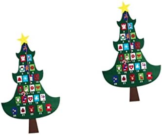 ABOOFAN 2 парчиња Дрво Се Чувствува Календар Одбројување Потреби Со Џебови Доаѓањето Виси Ткаенина Божиќ За Украси Деца Креативни