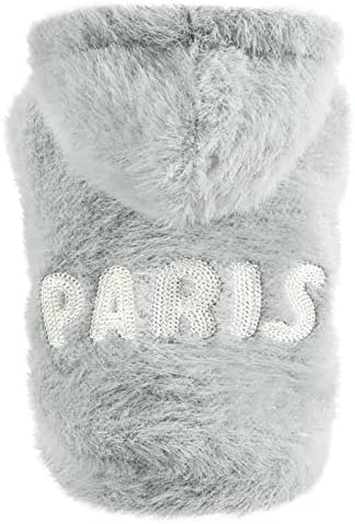 Џемпер миленичиња качулка со џемпер чиста боја плишано топло палто мачка буква топла кучиња облека за средни кучиња девојче