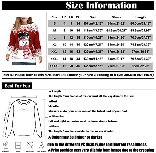 Nokmopo жени есен мода 2022 џемпери женски пуловер врвен снежен човек печати случајни спортови 3Д печатење активна улична облека блуза